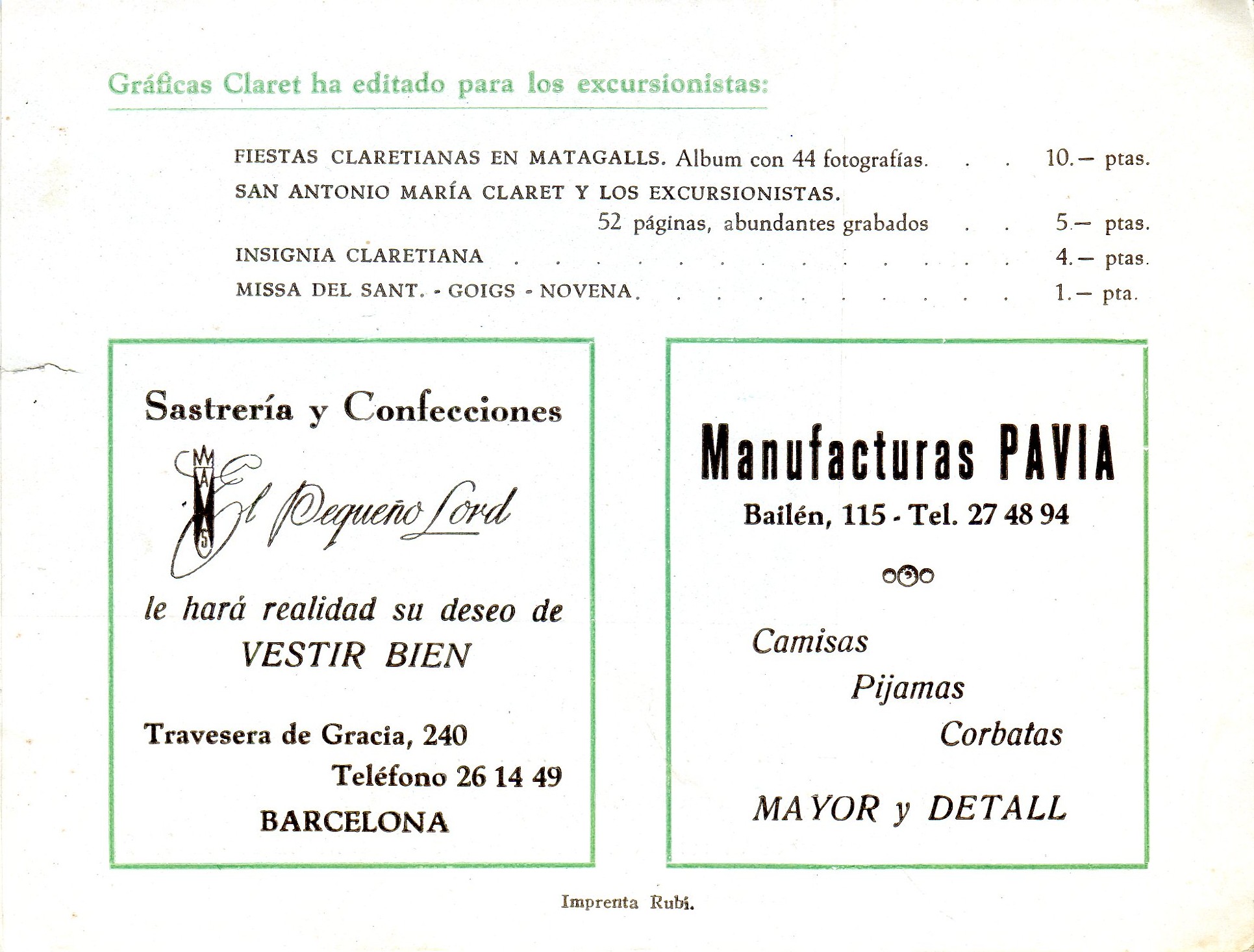 II Aplec Excursionista y claretiano en Matagalls : Domingo 15 Julio de 1951 - Miniatura 4